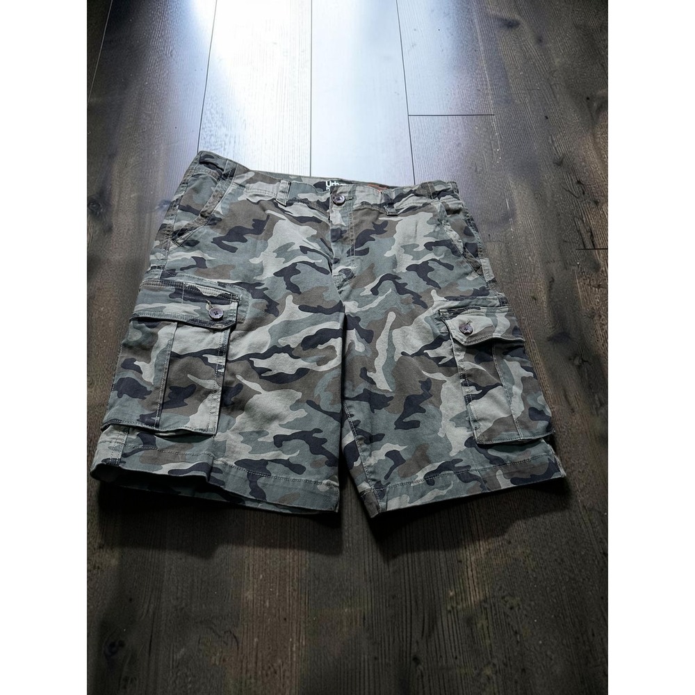 Urban Pipeline SuperFlex Camo Cargo Shorts Mens 36 Green Camouflage Utility